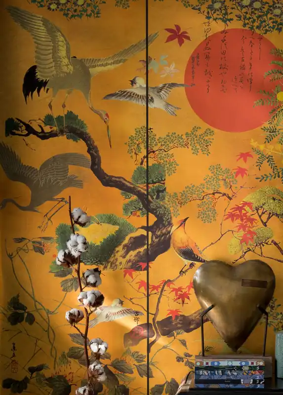 Wandbild Byobu Metallic Gelbgold Ausverkauf