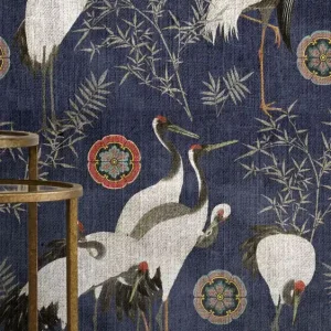 Saisonangebot Wandbild Tsuru Dunkelblau