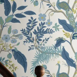 Tapete Peacock Tree Pastellblau Highlight