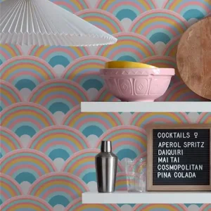 Tapete Retro Rainbow Rosatöne Meistverkauft