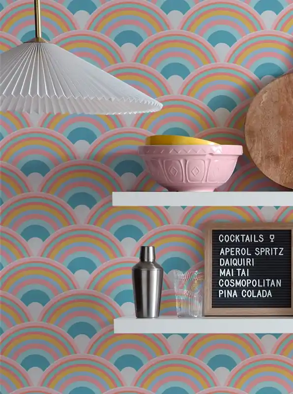 Tapete Retro Rainbow Rosatöne Meistverkauft