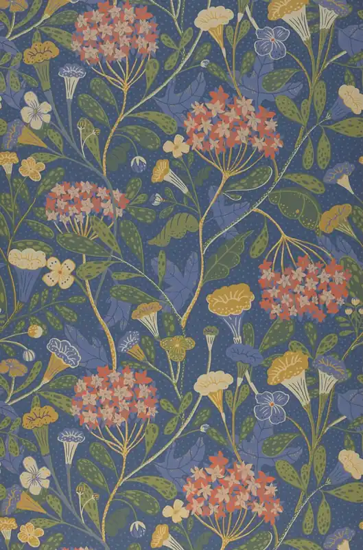 Sichere Zahlung Tapete Flowery Blaugrau
