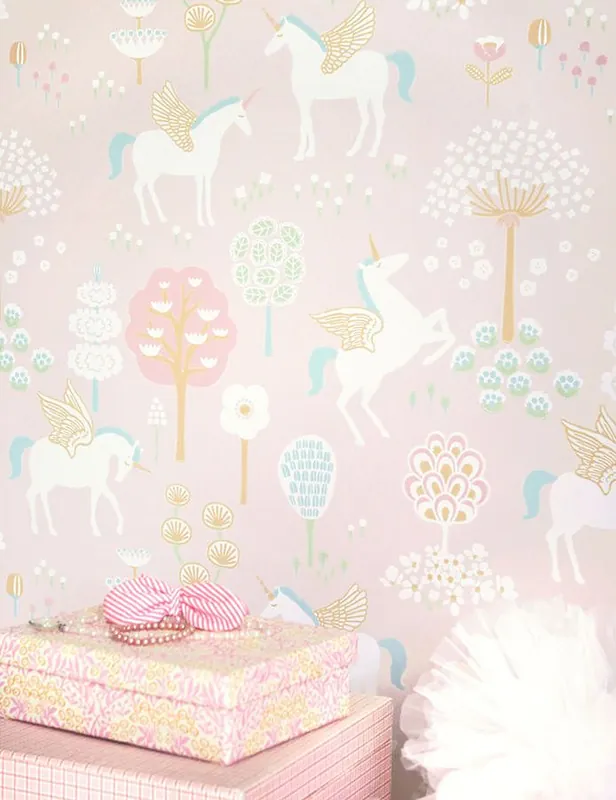 Sichere Zahlung Tapete True Unicorns Zartrosa