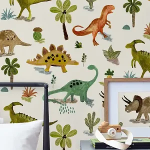 Billig Tapete Dino Paradise Cremeweiss