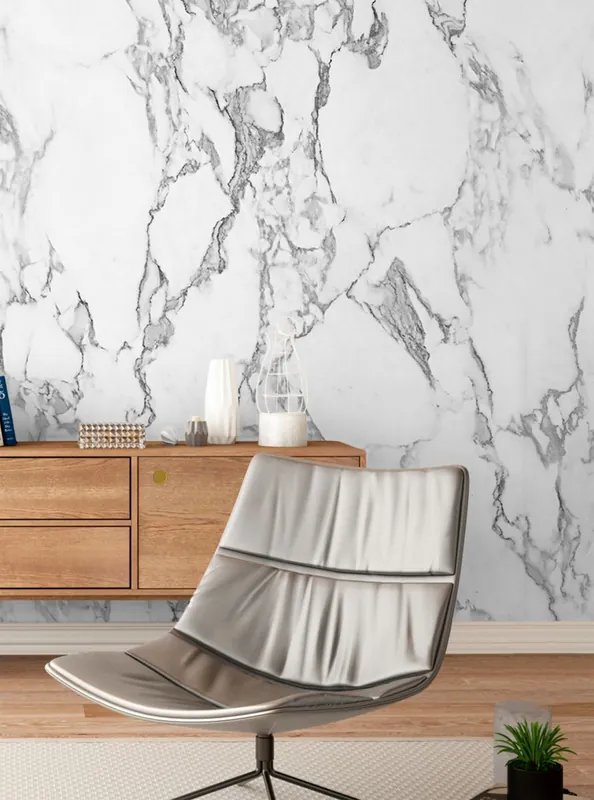 Neu Im Sortiment Wandbild White Marble Grauweiss