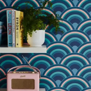 Zertifiziert Tapete Retro Rainbow Blautöne