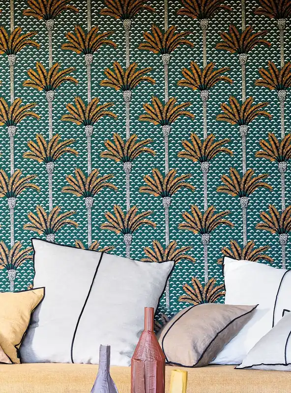 Tapete Palm Luxe Blaugrün Sale