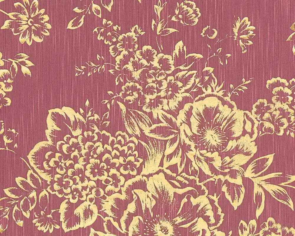 Architects Paper Metallic Silk, Florale Tapete, gold, rot 306576 Neue Ware