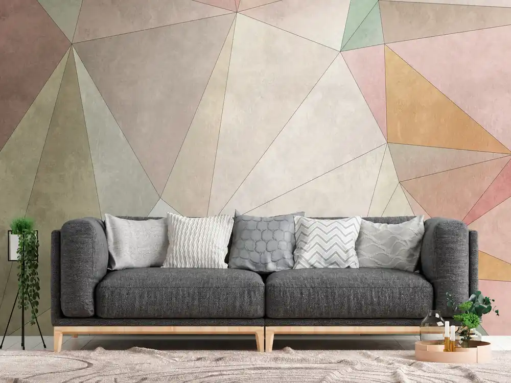 Begrenztes Angebot Livingwalls The Wall, Geometrische Tapete, bunt, beige 382861