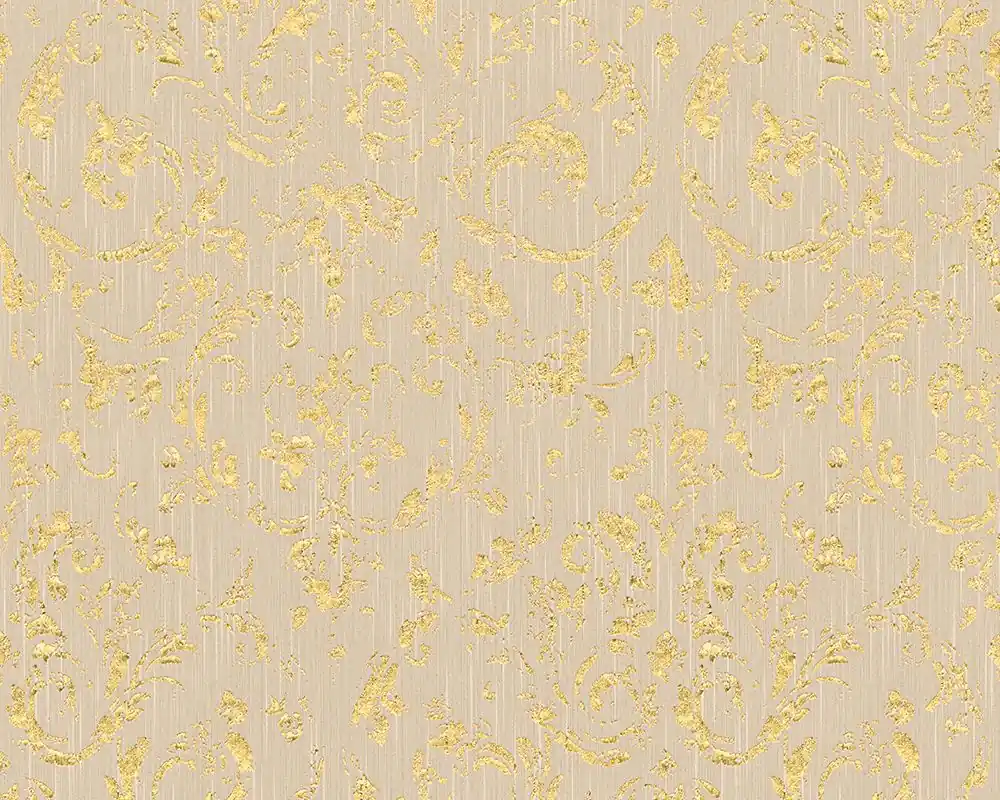 Nur Für Kurze Zeit Architects Paper Metallic Silk, Barock Tapete, beige, gold 306602