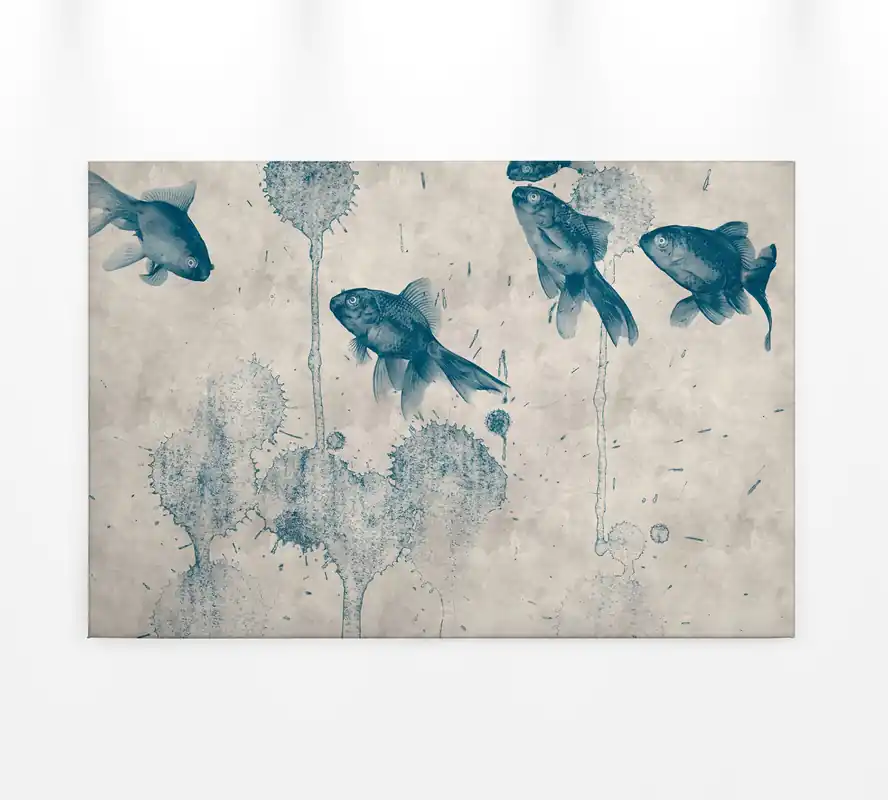Schneller Versand Leinwandbild Fische, blau, 90x60 cm DD120404