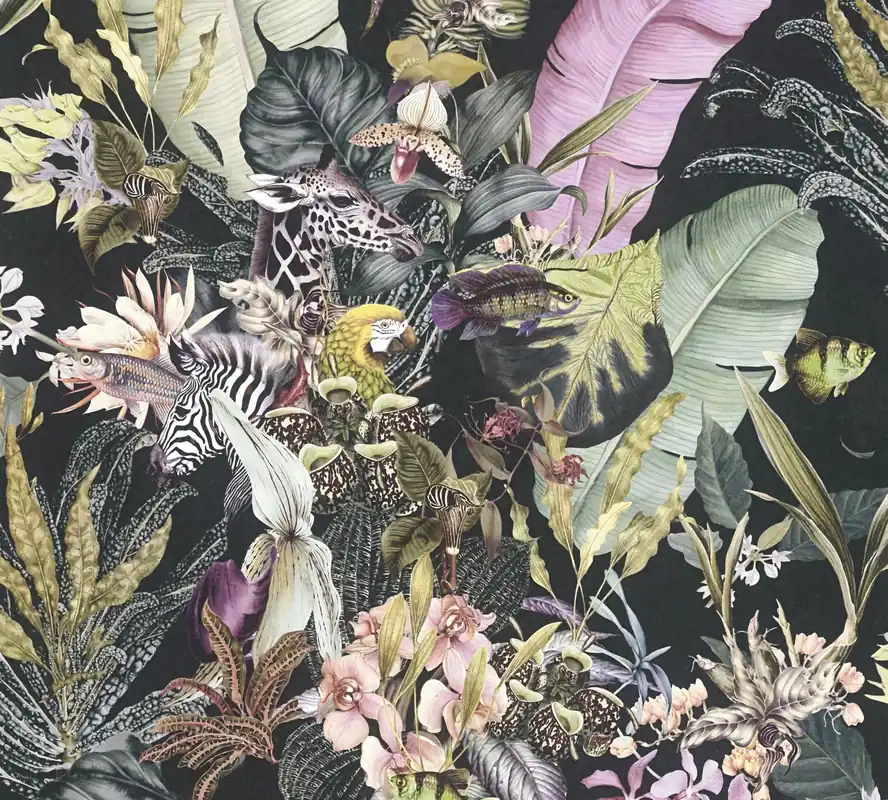 A.S. Création Dream Flowery, Florale Tapete, bunt, schwarz 381761 Direktkauf