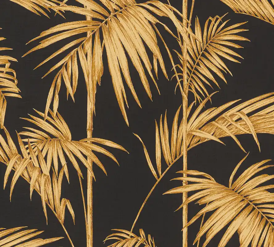 Livingwalls Metropolitan Stories, Palmentapete, gold, schwarz 369195 Highlight