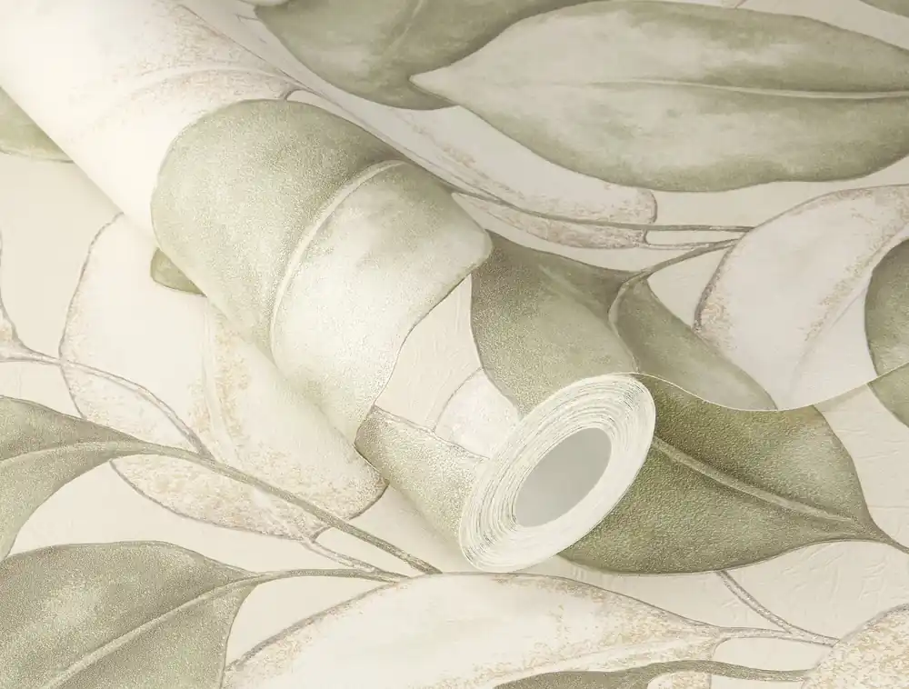 Neue Kollektion Vliestapete Blätter grün-taupe 659870