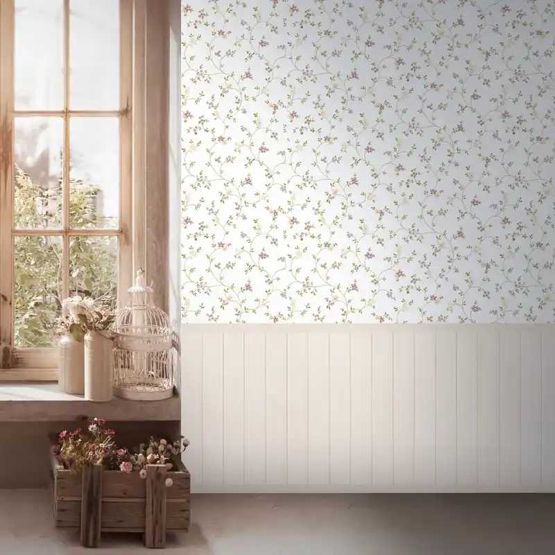 Markenware Fototapete Wandpaneele - Blümchen, creme, beige, Livingwalls 398051