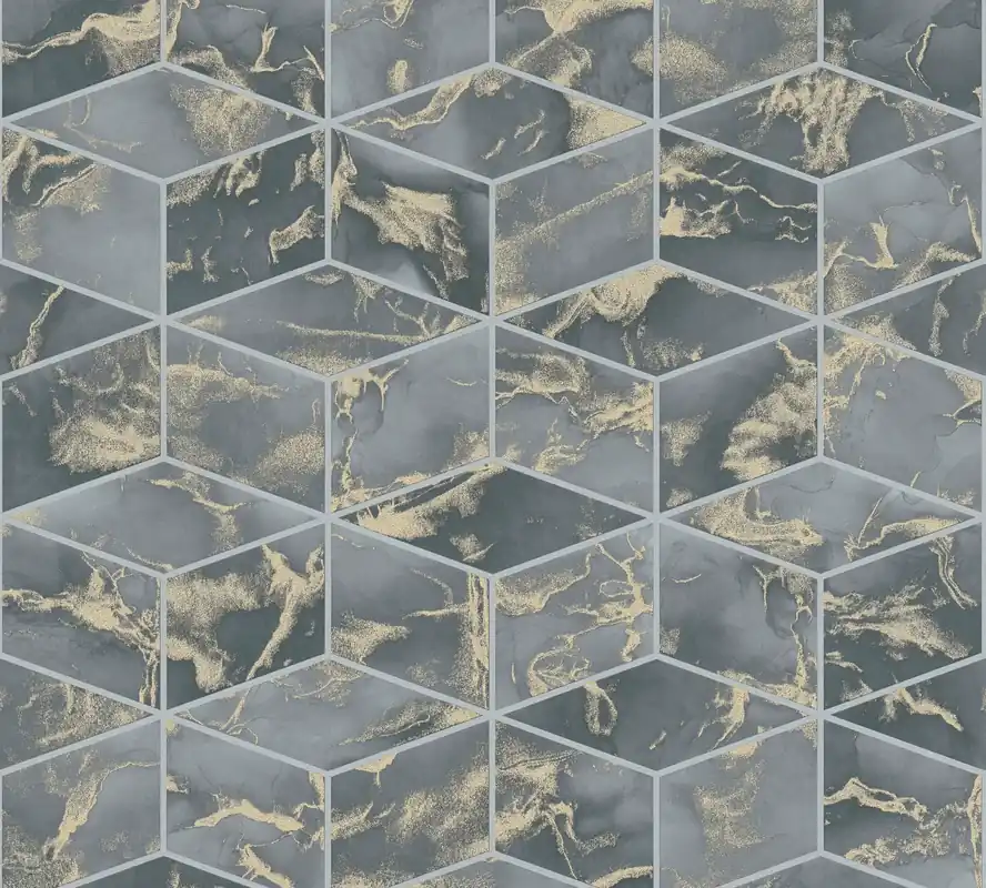 Livingwalls Metropolitan Stories 2, Geometrische Tapete, grau, gold 378634 Neu Im Sortiment