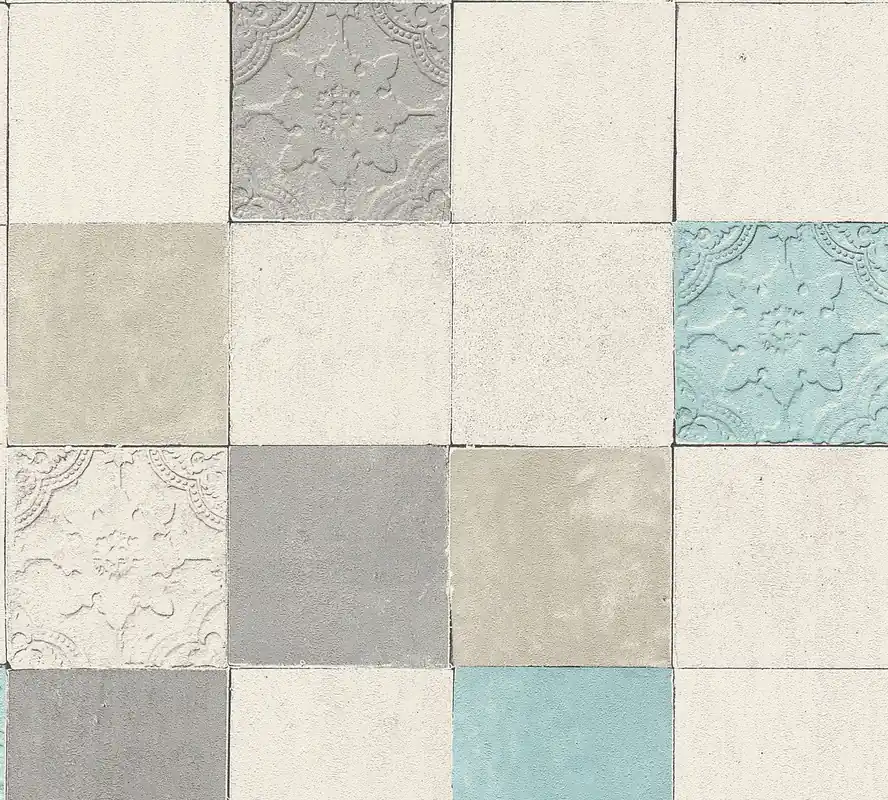 Livingwalls New Walls, Fliesentapete, grau, blau 374061 Knallerangebot