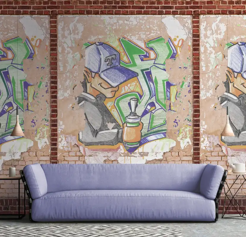 Aktuell Livingwalls The Wall II, Graffiti, braun, beige 392411
