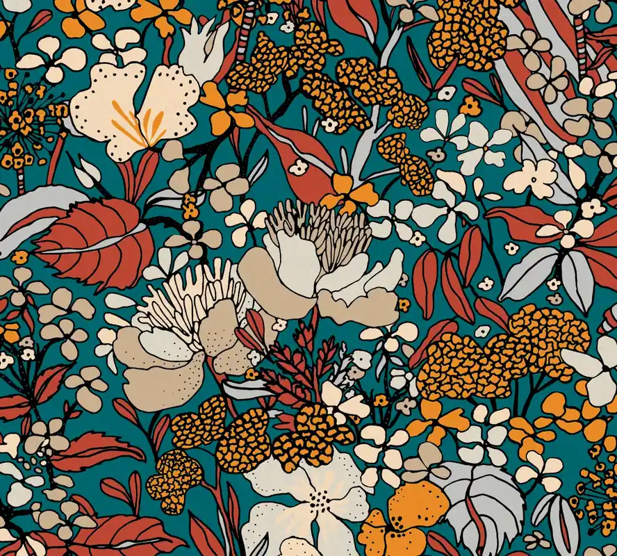 Architects Paper Floral Impression, Dschungeltapete, bunt, gelb 377562 Echt
