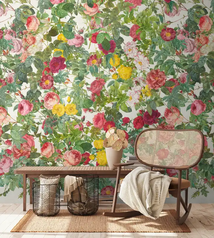Markenprodukt Fototapete mit floralen Rosen in Grün ➤ 1,59x2,80 m