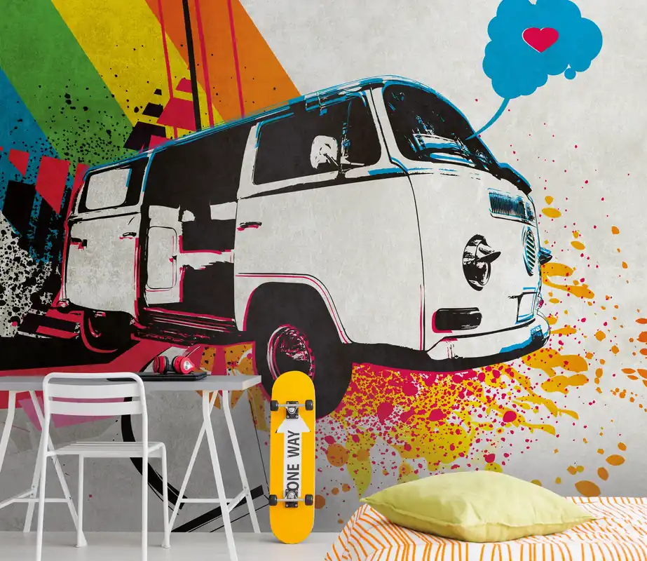 Finale Aktion Livingwalls The Wall, Auto, bunt, grau 383021