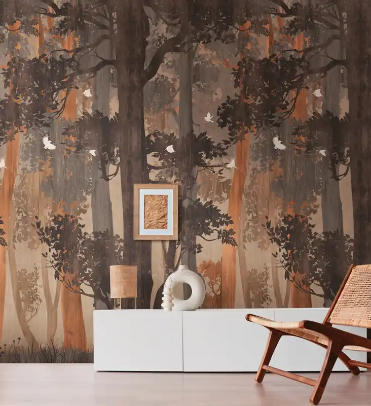 Livingwalls The Wall II, Waldtapete, blau, beige 392371 Highlight