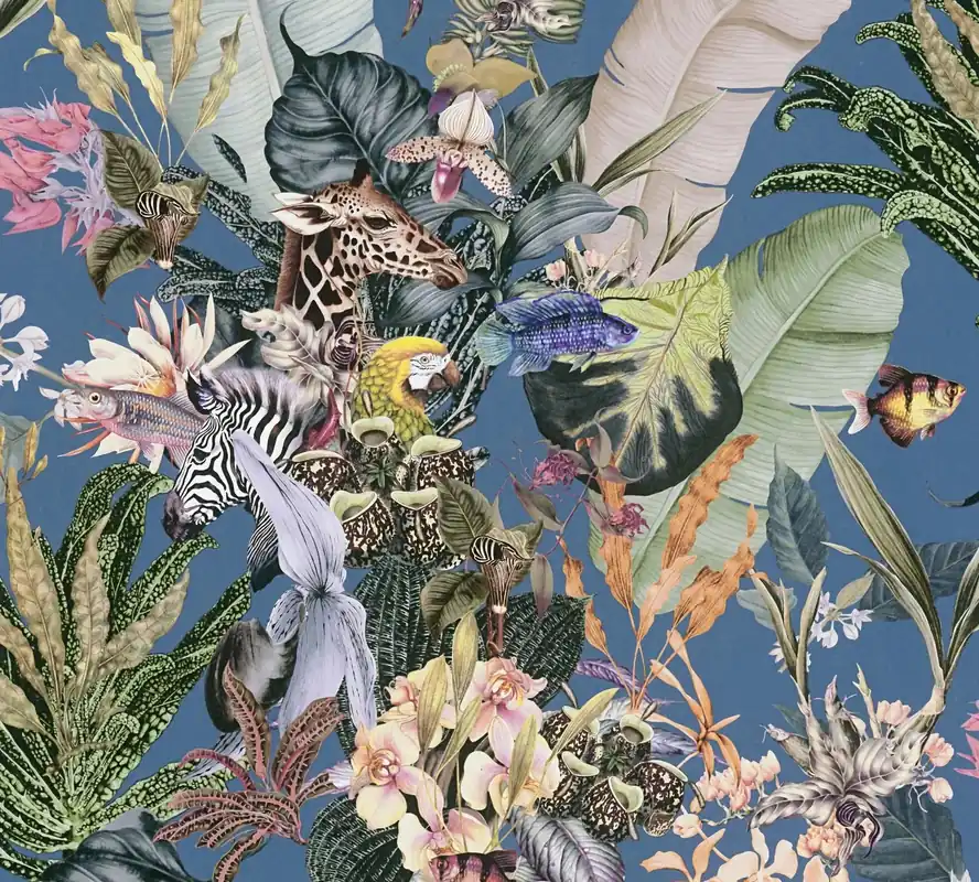 Nur Heute A.S. Création Dream Flowery, Florale Tapete, bunt, blau 381764