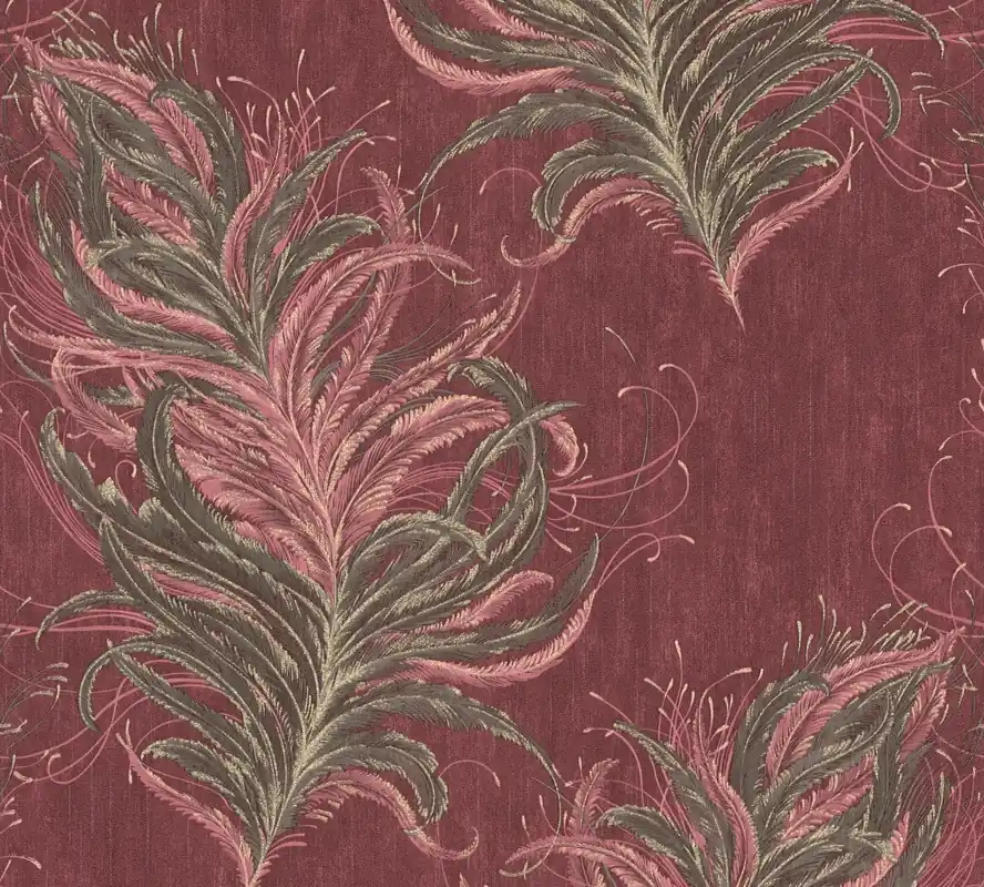 Neu Livingwalls Mata Hari, Tapete mit Federn, rot, braun 380093