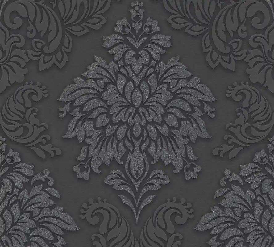 Markenware Livingwalls Metropolitan Stories, Barock Tapete, schwarz, silber 368984
