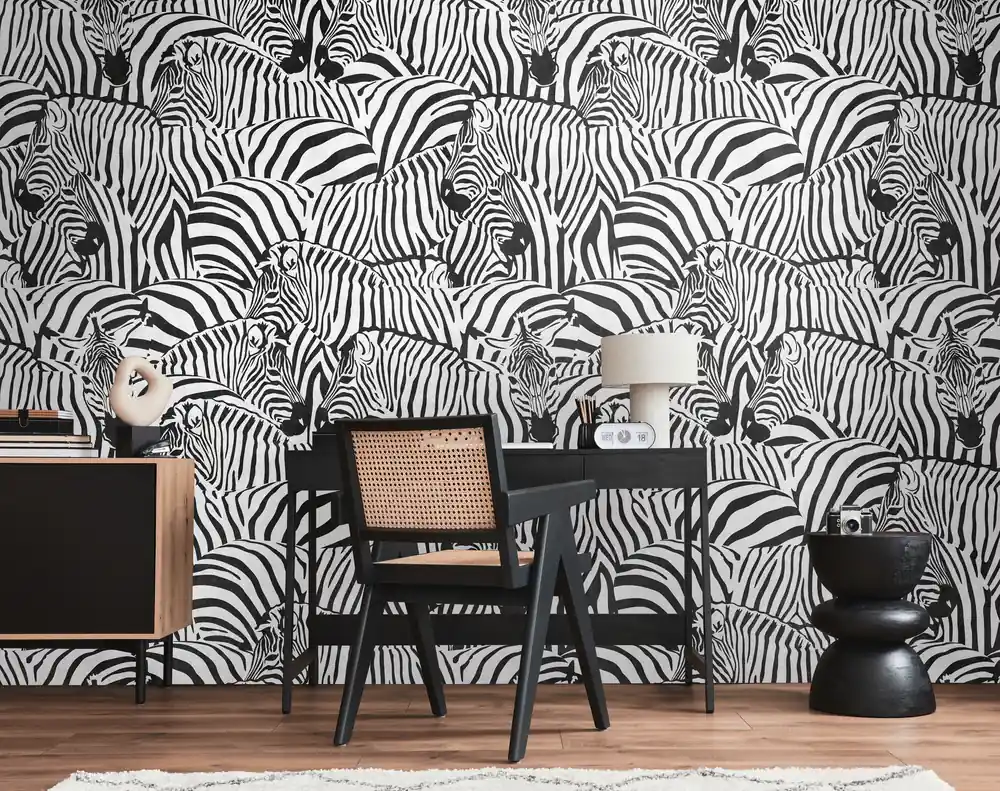 Fototapete Zebra mit Tiermotiv in Schwarz ➤ 1,59x2,80 m Nur Heute