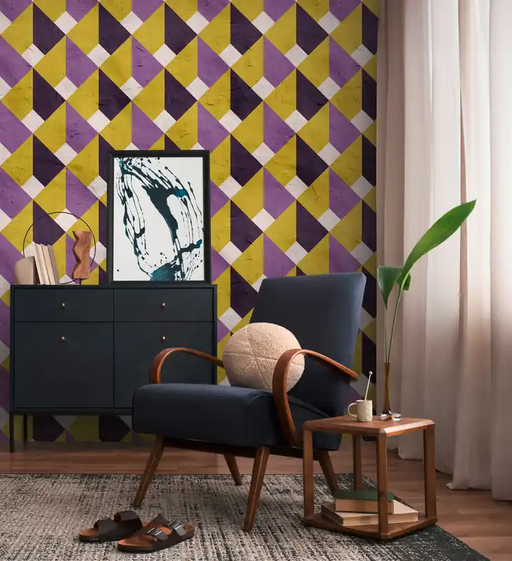 Abverkauf Fototapete mit Grafik und 3D-Optik in Violett ➤ 1,59x2,80 m