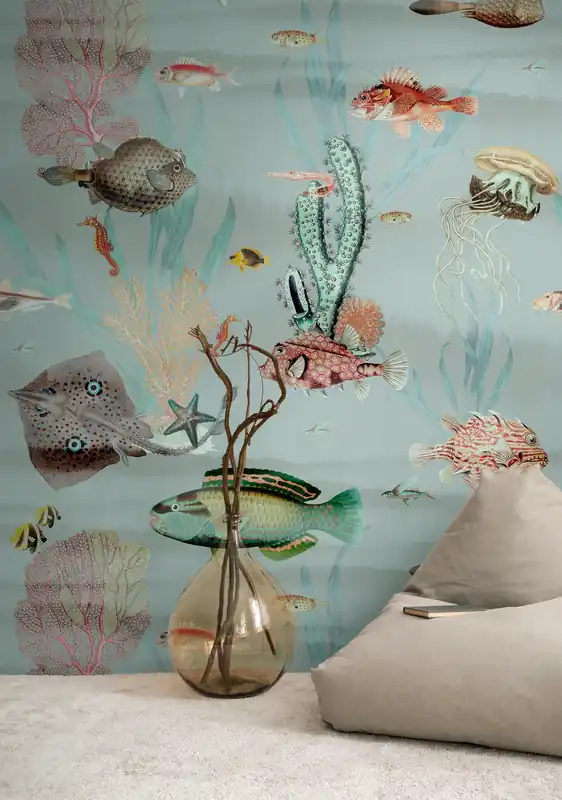 Fototapete Fische mit Tiermotiv in Blau ➤ 1,59x2,80 m Schneller Versand