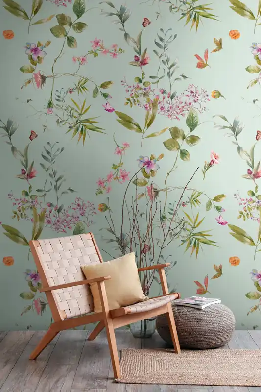 Bestseller Fototapete Blumen und Blümchen in Blau ➤ 1,59x2,80 m