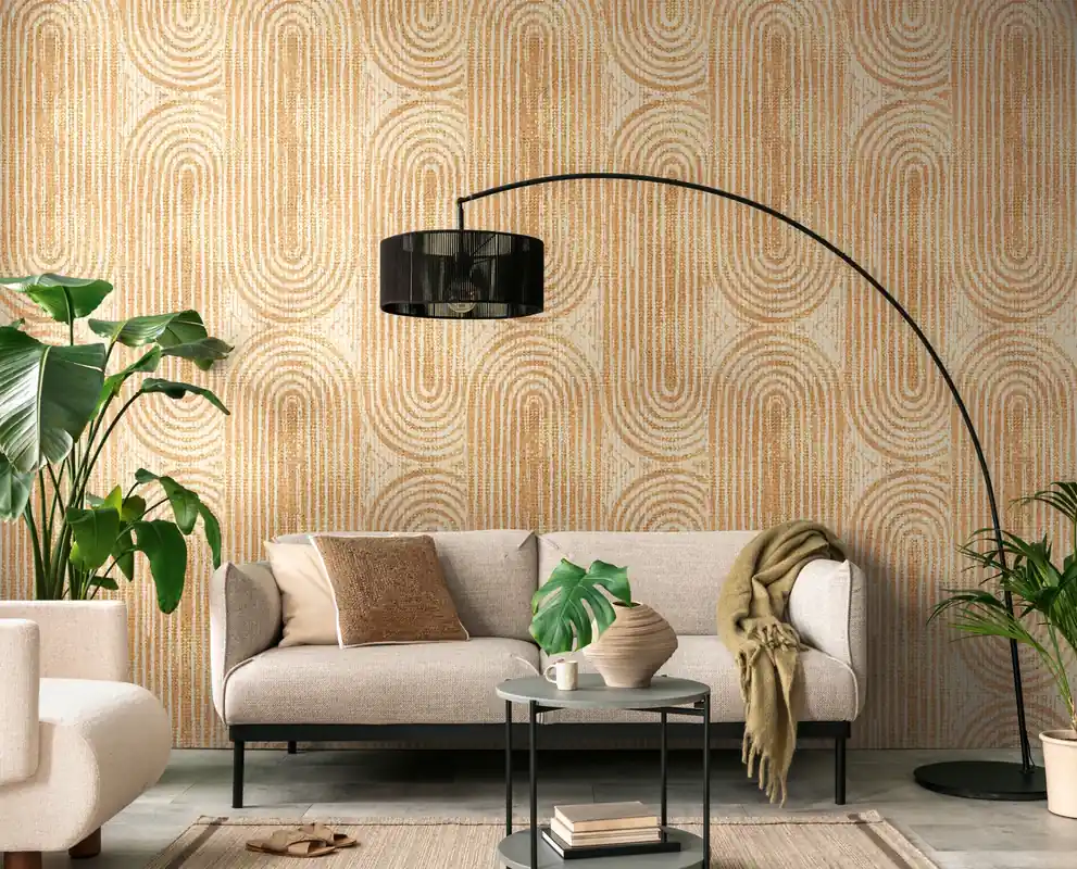 Schneller Versand Fototapete Formen und abstraktes Design in Orange ➤ 1,59x2,80 m