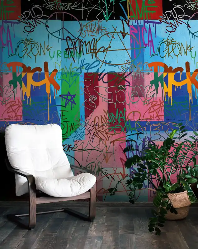 Fototapete Graffiti Abstrakt in Bunt ➤ 1,59x2,80 m Finale Aktion