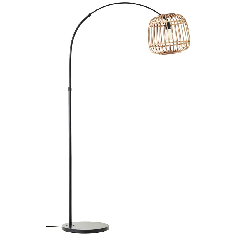 Bogenstandleuchte Lucas - Rattan Braun Markenware