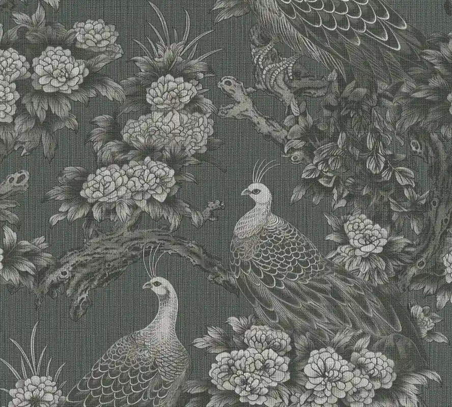 Sofort Bestellen Satintapete, Floral, grau 399821