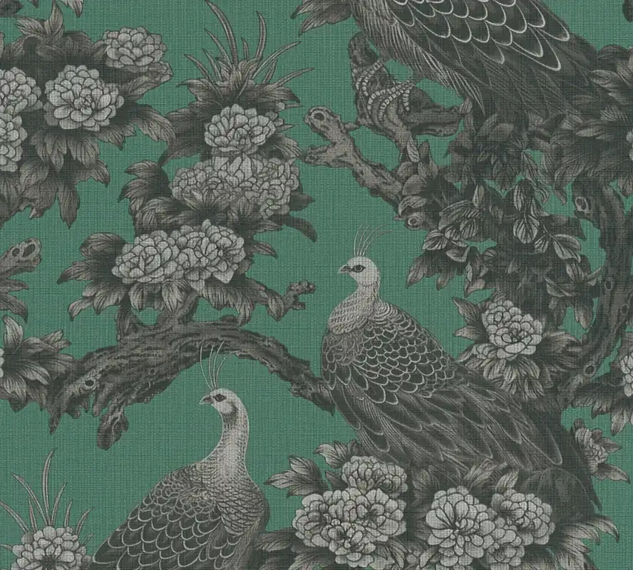 Günstig Satintapete, Floral, grau 399822