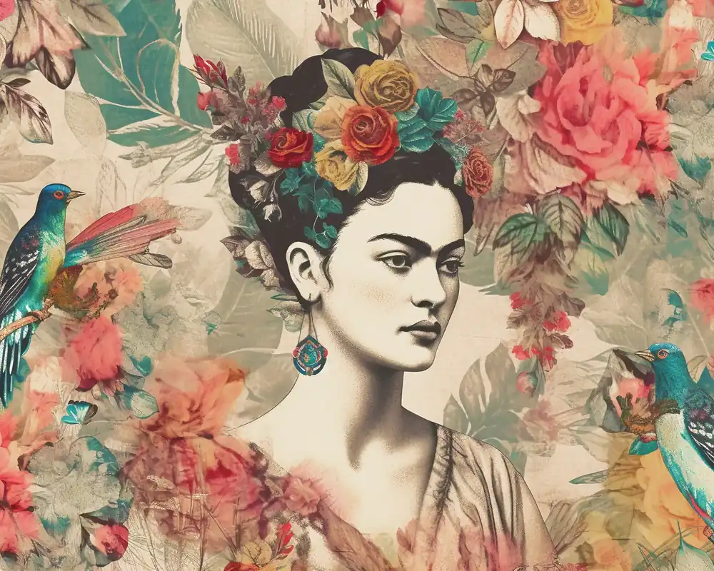 Neu Leinwand Frida Paradise 50 x 40 cm