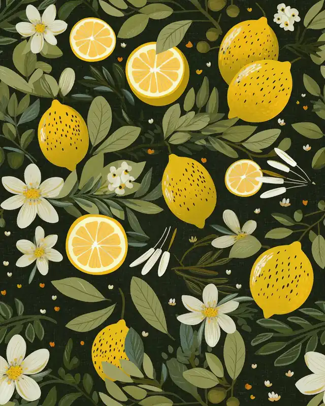 Neuheit Leinwand Lemons Dark 40 x 50 cm