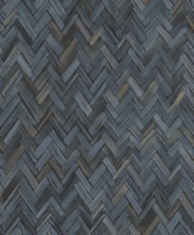 Billig Vliestapete Fischgrätenmuster blau-dunkelblau 410389