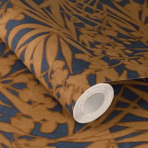 Vliestapete Palmblätter blau-dunkelblau 330335 Top-Angebot