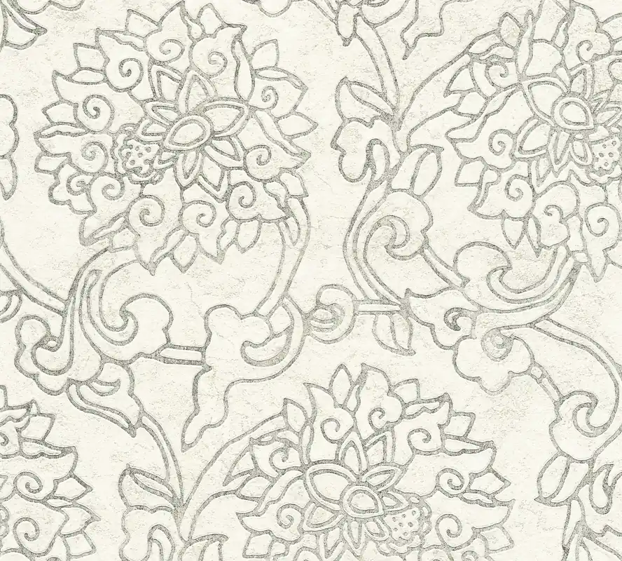 A.S. Création Asian Fusion, Unis, weiß, silber 374702 Ausverkauf