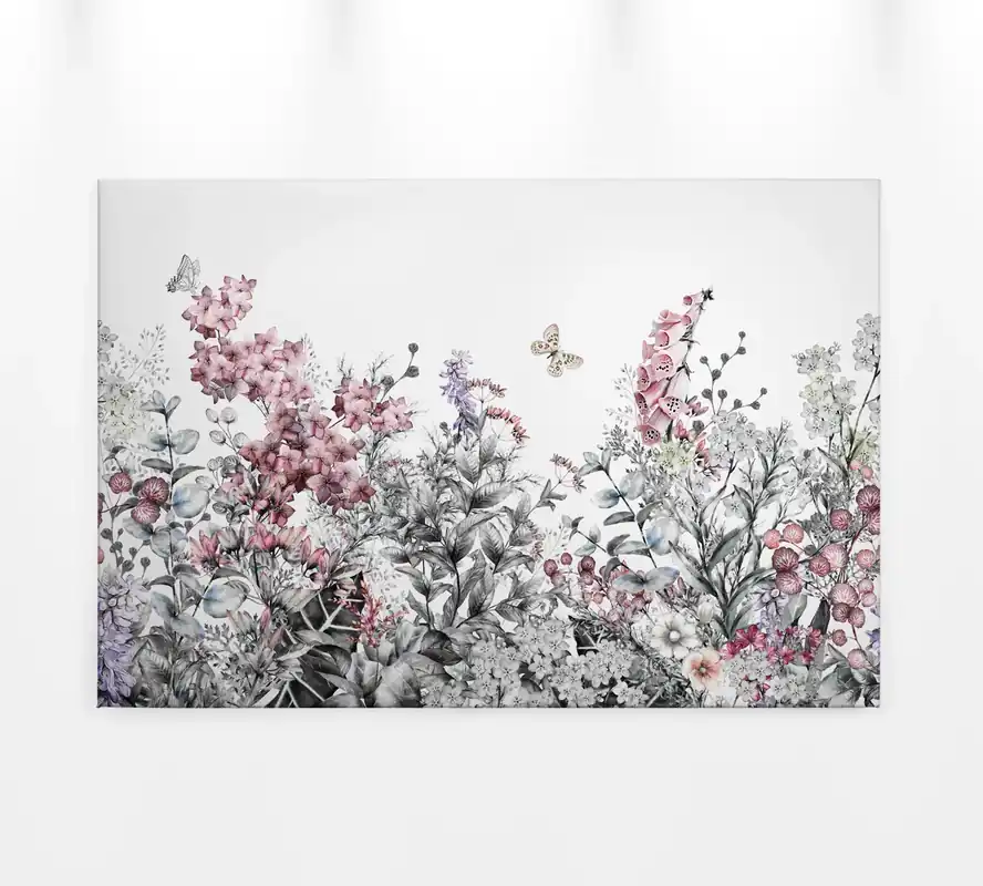 Zertifiziert Livingwalls Leinwand, Blumen, Schmetterlinge, 90x60 cm DD120259