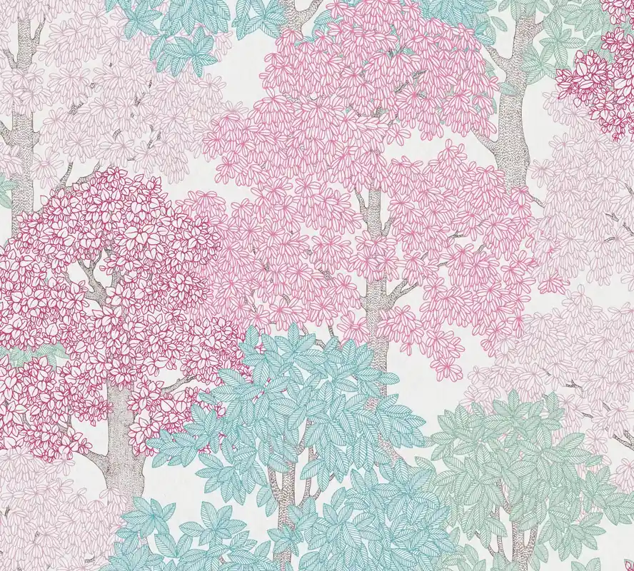 Architects Paper Floral Impression, Waldtapete, rosa, blau 377535 Mega-Angebot