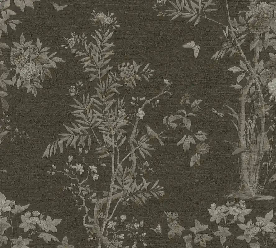 Sale Vliestapete Floral - Schmetterlinge, schwarz, grau, A.S. Création 790436