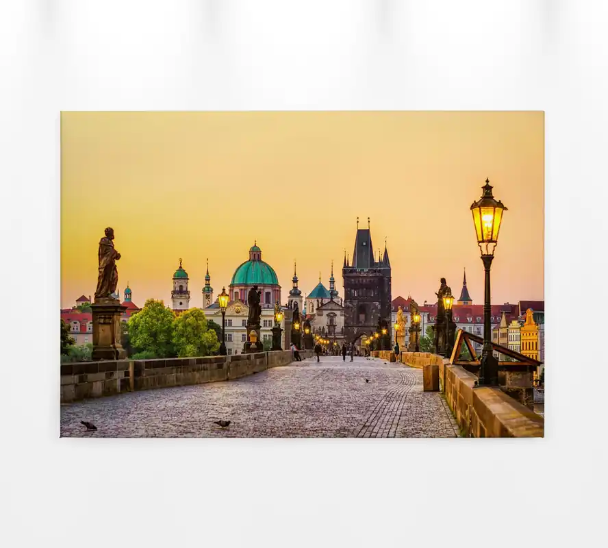 Top-Angebot Leinwandbild Charles Bridge, ocker, 90x60 cm DD120331