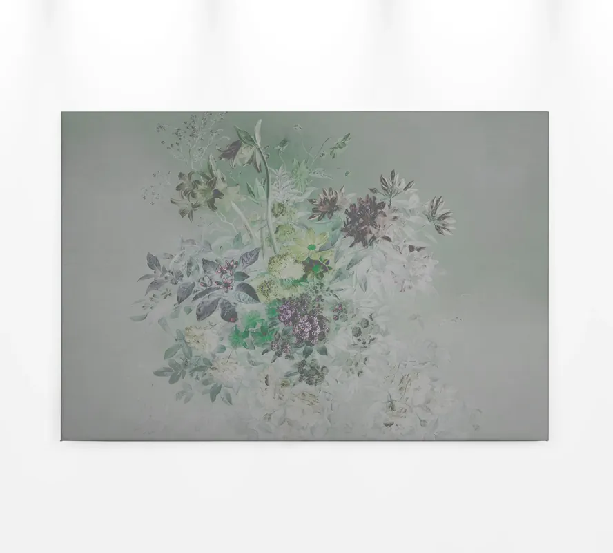 Knallerangebot Leinwandbild Blumenmuster, grau, 90x60 cm DD120398
