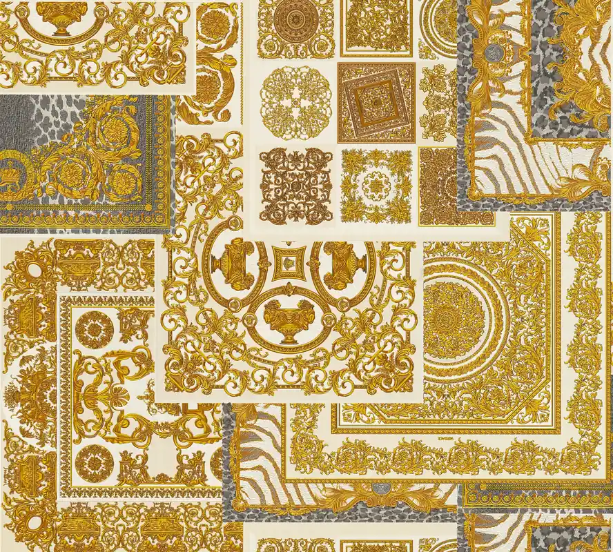 Bestseller Versace wallpaper Versace 4, Barock Tapete, gold, silber 370484