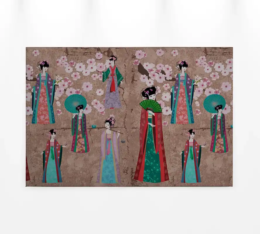 Leinwandbild Geishas, braun, 90x60 cm DD120403 Günstig